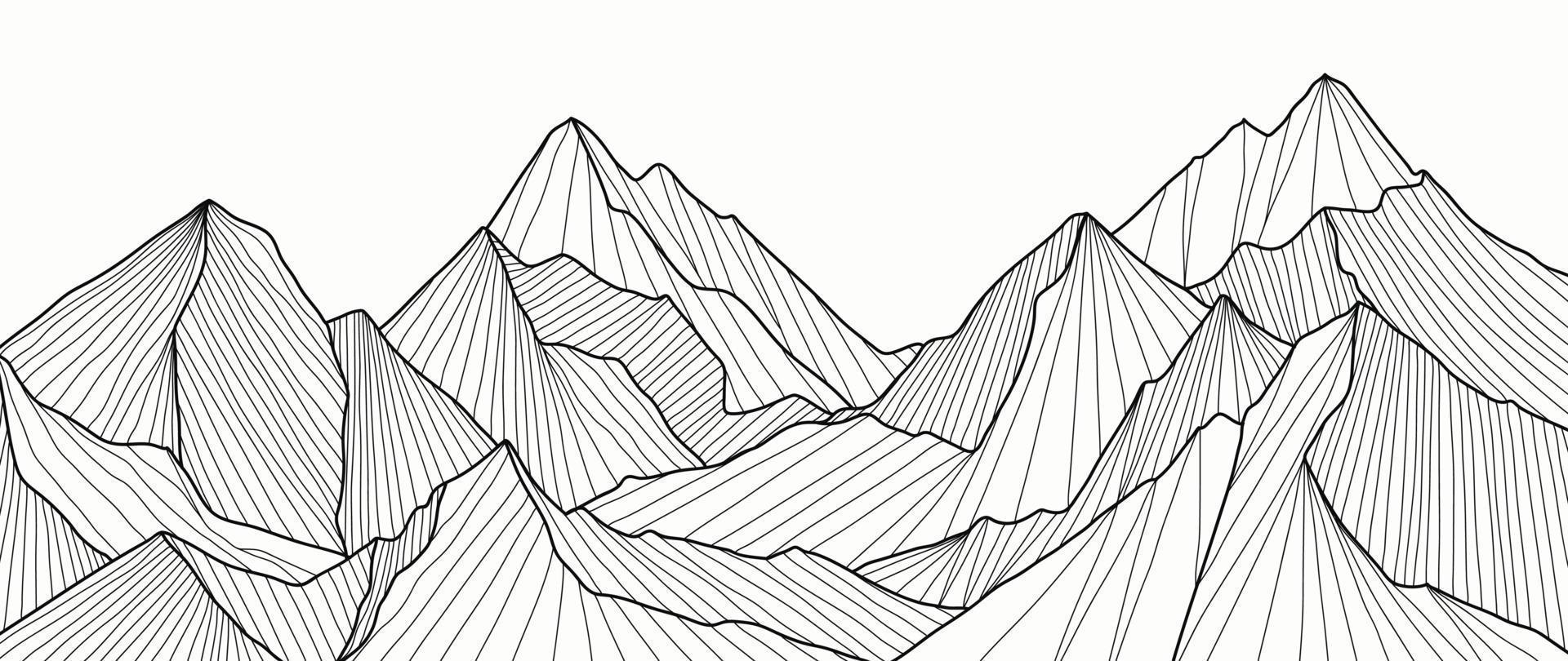 Mountain line art representing Carrara marble quarries