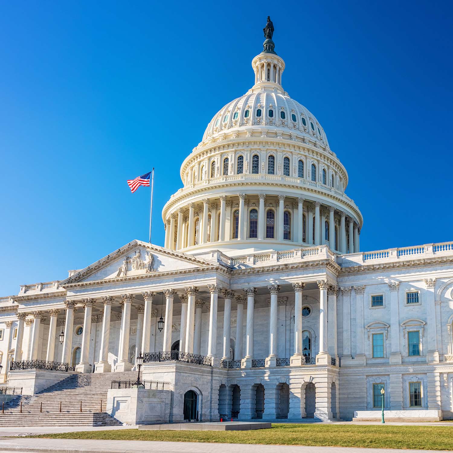 United States Capitol building featuring neoclassical Statuario marble columns and architectural details